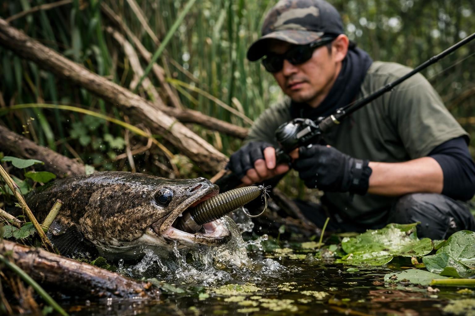 フロッグで出ない時に！雷魚を獲るためのおすすめワームと使い方【最終兵器】
