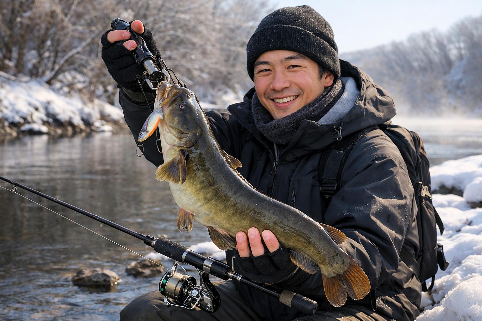 初心者必見！冬の川でナマズをルアーで釣るための完全ガイド｜低水温期の攻略法